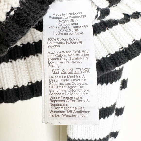 J. CREW Heritage Cotton Rollneck Sweater Stripe Ivory Black Small NWT - Picture 8 of 9
